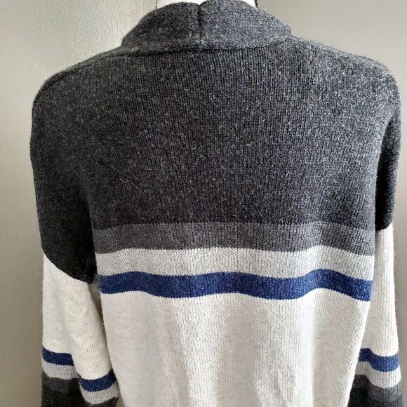 GAP Cardigan Sweater Womens Size XS/S Rayon Blend Gray Blue Striped Color Block - Picture 6 of 11